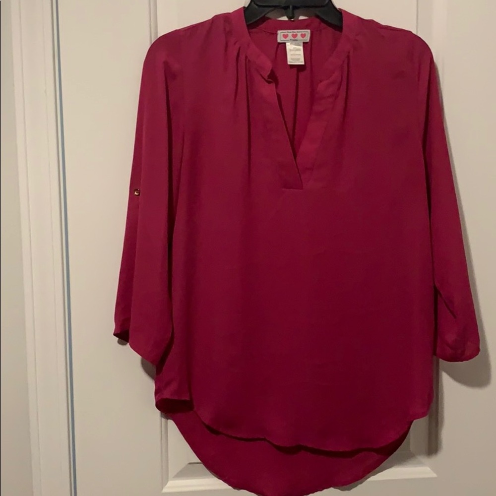 Deep pink 1/4 sleeve blouse